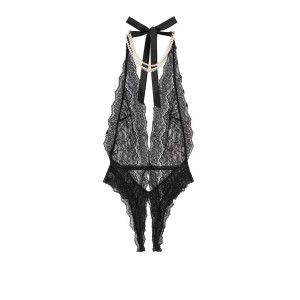 Мереживне боді Unlined Lace &amp; Pearl Crotchless Teddy Victoria's Secret