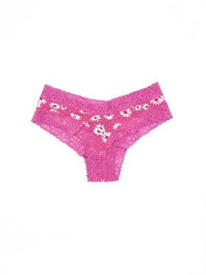 Трусики Victoria's Secret Cheeky cotton Pink Flower,чики з мереживом