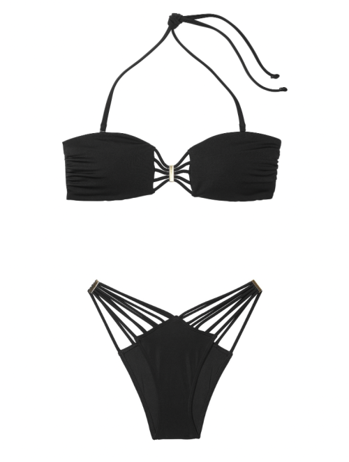 Купальник Archives Swim Strappy Bandeau Top Hardware Brazilian Bikini Bottom Black