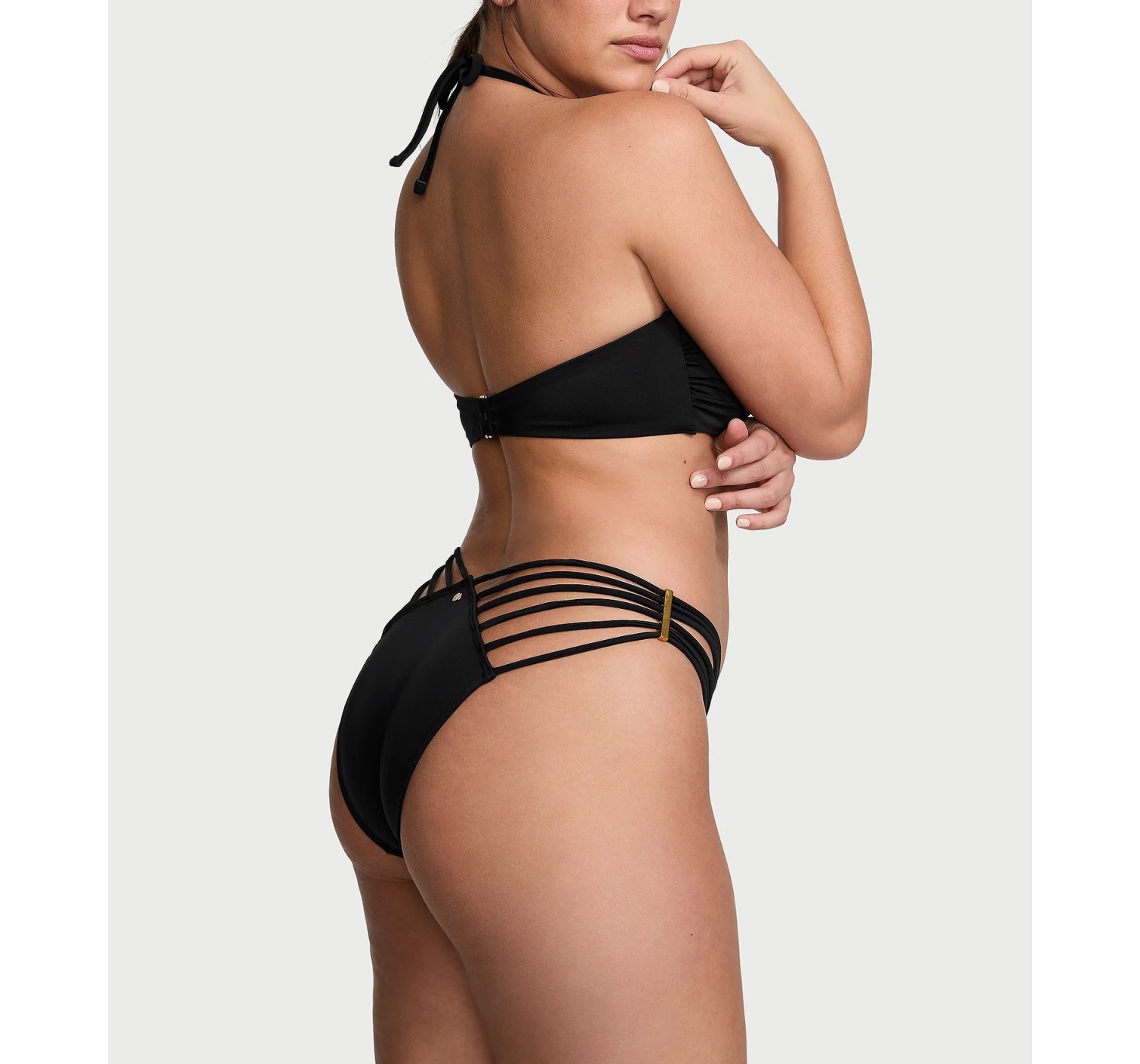 Купальник Archives Swim Strappy Bandeau Top Hardware Brazilian Bikini Bottom Black