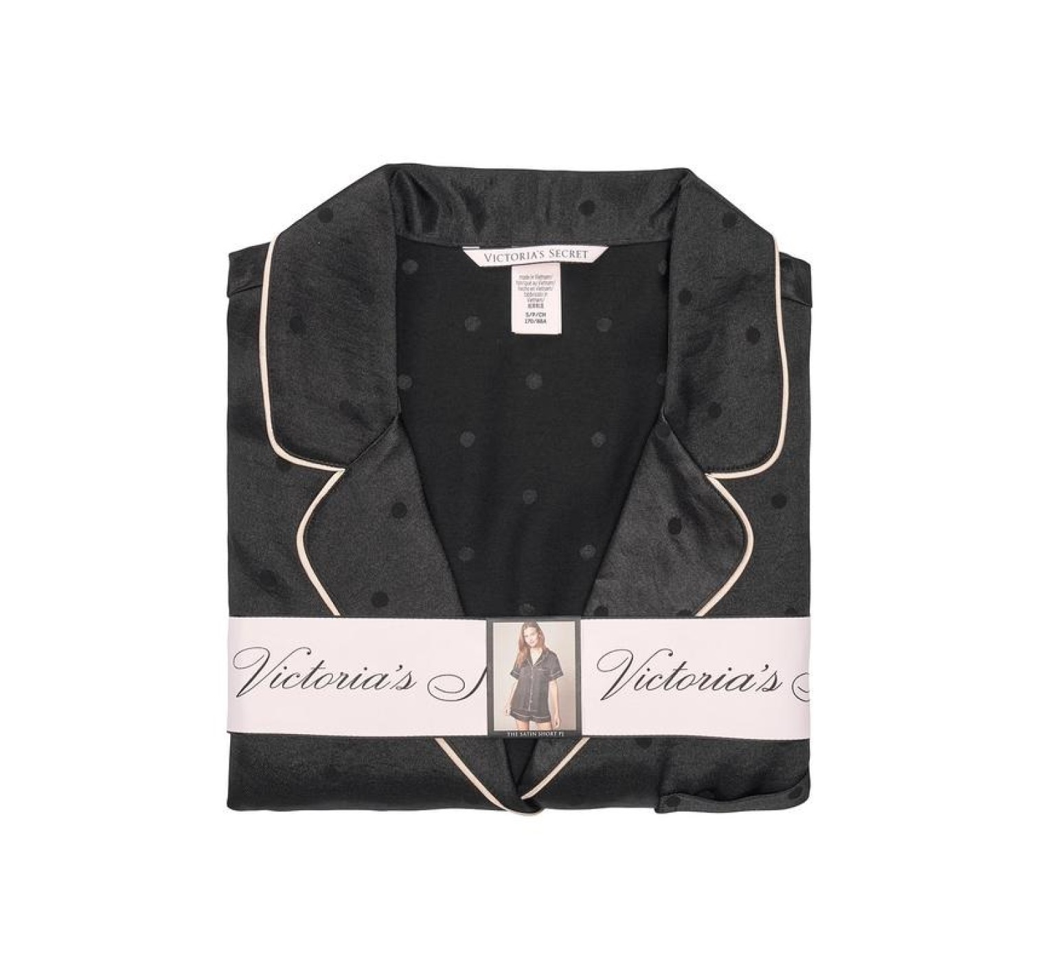 Піжама Victoria's Secret Satin Short Pajama Set Black Dot