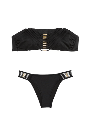 Купальник VS Archives Strappy Hardware Bandeau Bikini Top Set Black