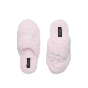 Домашні капці PINK Faux-Fur Closed-Toe Slippers Pink Tulip Bling Logo