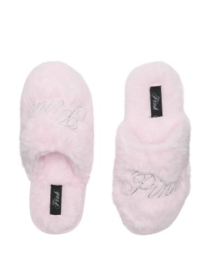 Домашние тапочки PINK Faux-Fur Closed-Toe Slippers Pink Tulip Bling Logo