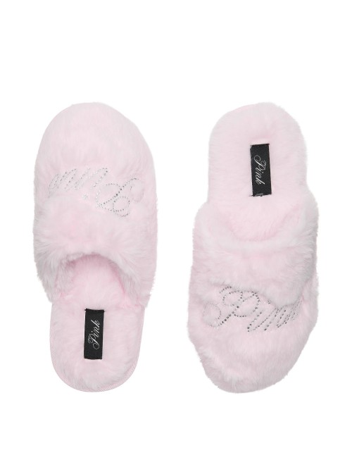 Домашні капці PINK Faux-Fur Closed-Toe Slippers Pink Tulip Bling Logo