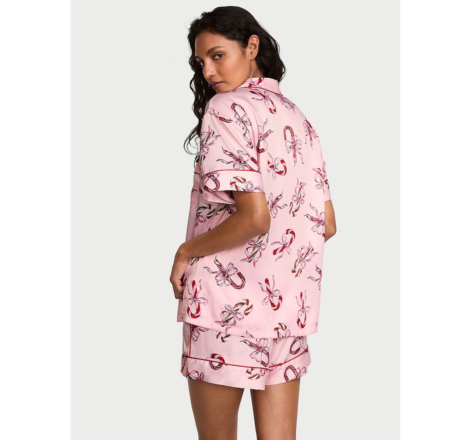 Піжама Glazed Satin Short Pajama Set Pink Bows