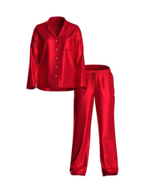 Піжама Signature Satin Long Pajama Set Backstage Lipstick