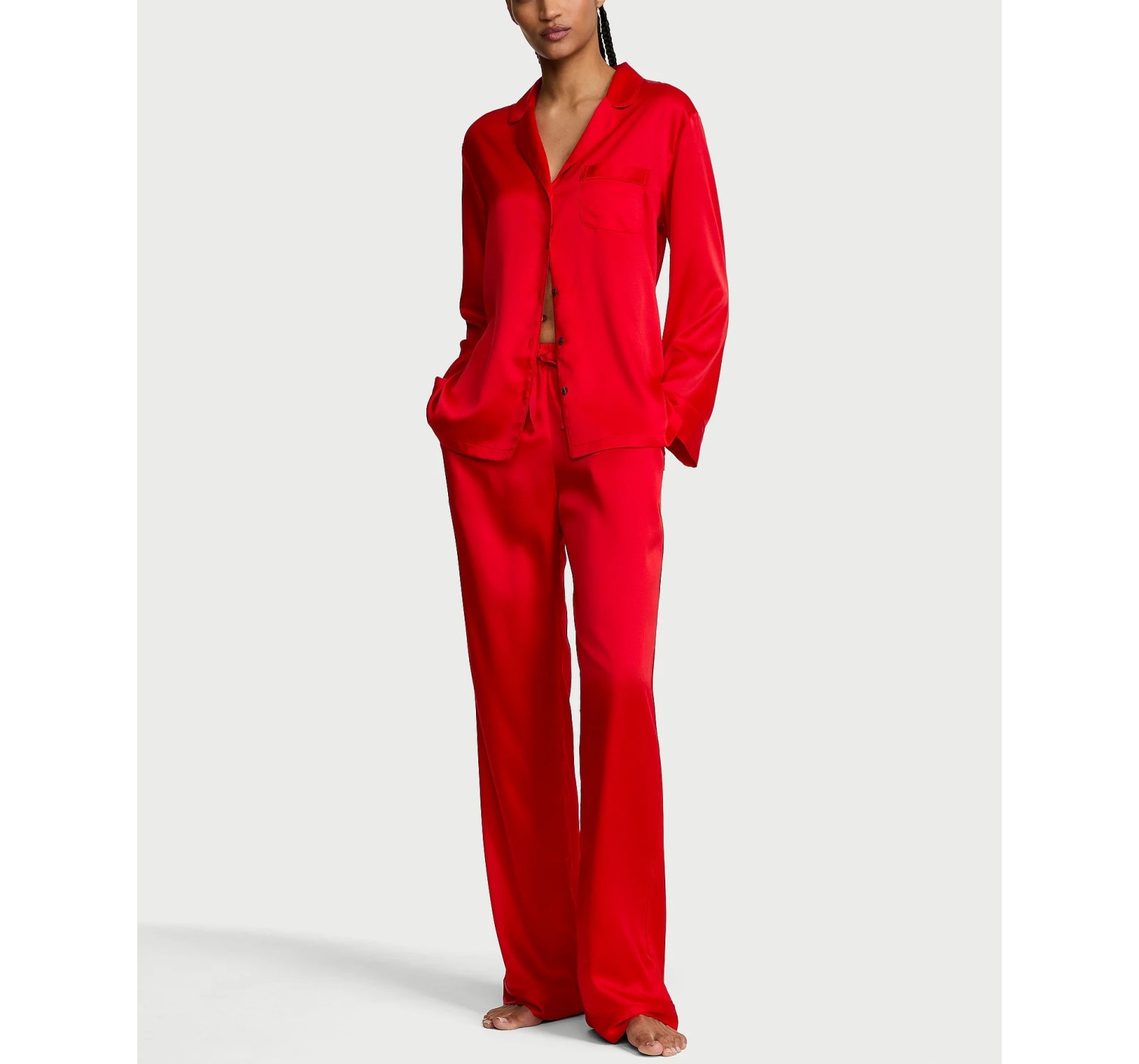 Піжама Signature Satin Long Pajama Set Backstage Lipstick