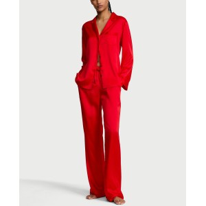 Піжама Signature Satin Long Pajama Set Backstage Lipstick