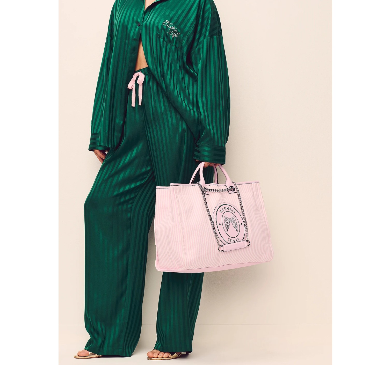 Сумка Chain Strap Tote Bag Iconic stripe