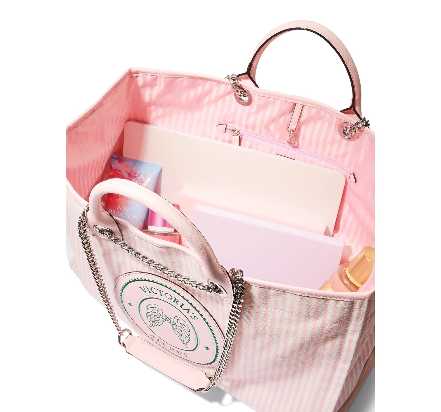 Сумка Chain Strap Tote Bag Iconic stripe