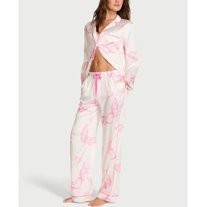 Пижама Signature Satin Long Pajama Set White Angel Wings