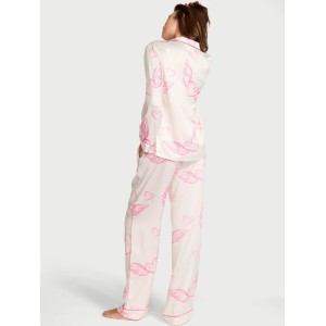 Пижама Signature Satin Long Pajama Set White Angel Wings