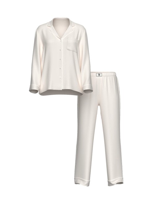 Піжама Signature Satin Shine Long Pajama Set White