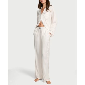 Пижама Signature Satin Shine Long Pajama Set White