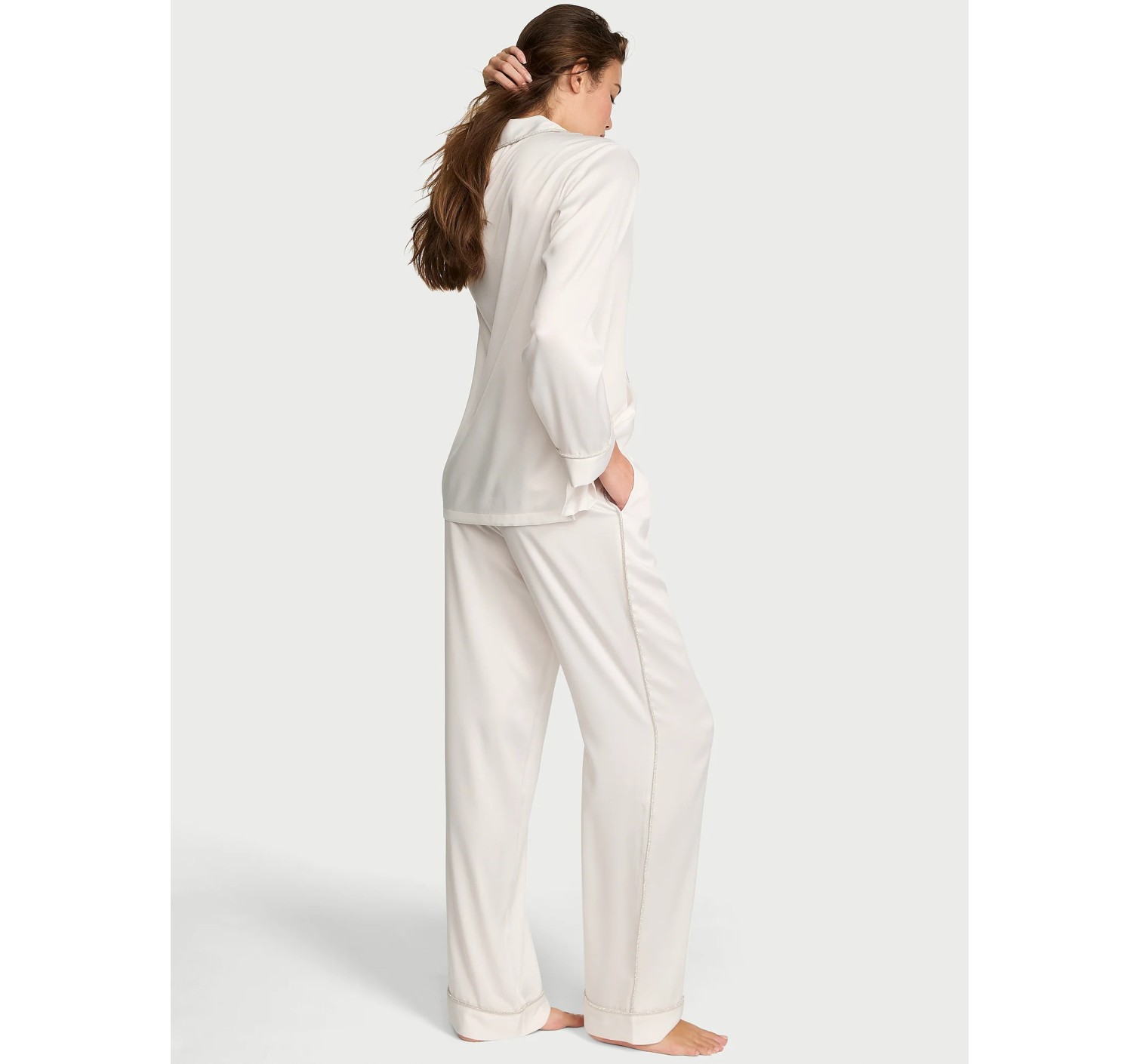 Пижама Signature Satin Shine Long Pajama Set White
