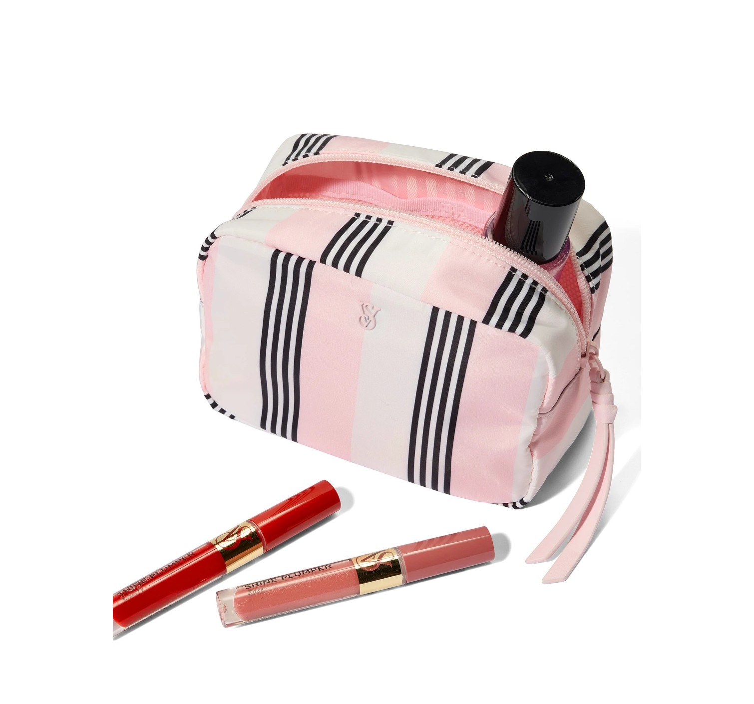 Косметичка Boxy Case Makeup Bag Pink And Black Stripe