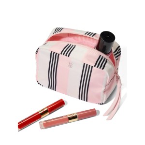 Косметичка Boxy Case Makeup Bag Pink And Black Stripe