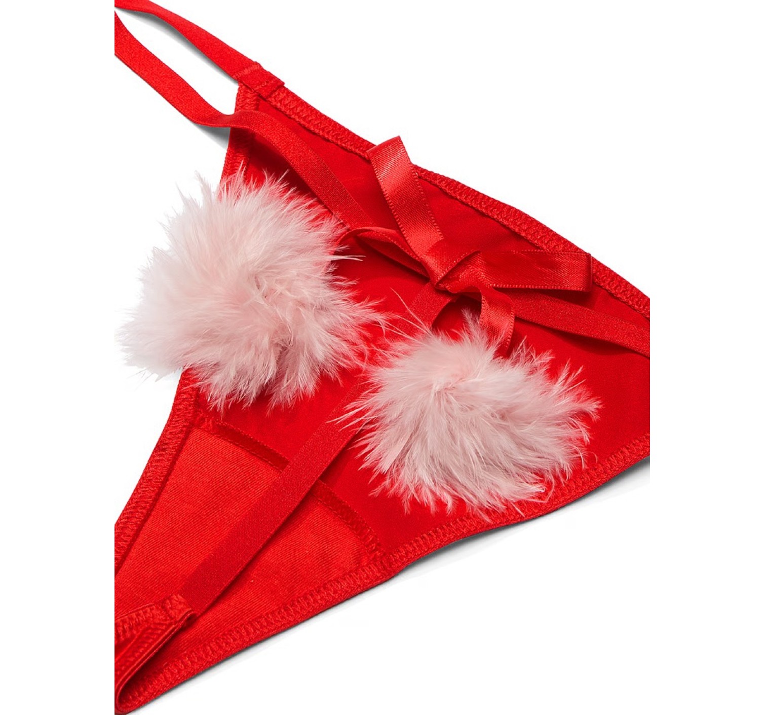 Трусики Dream Angels Satin Pom-Pom V-String Lipstick