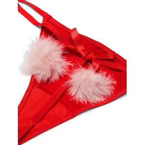 Трусики Dream Angels Satin Pom-Pom V-String Lipstick