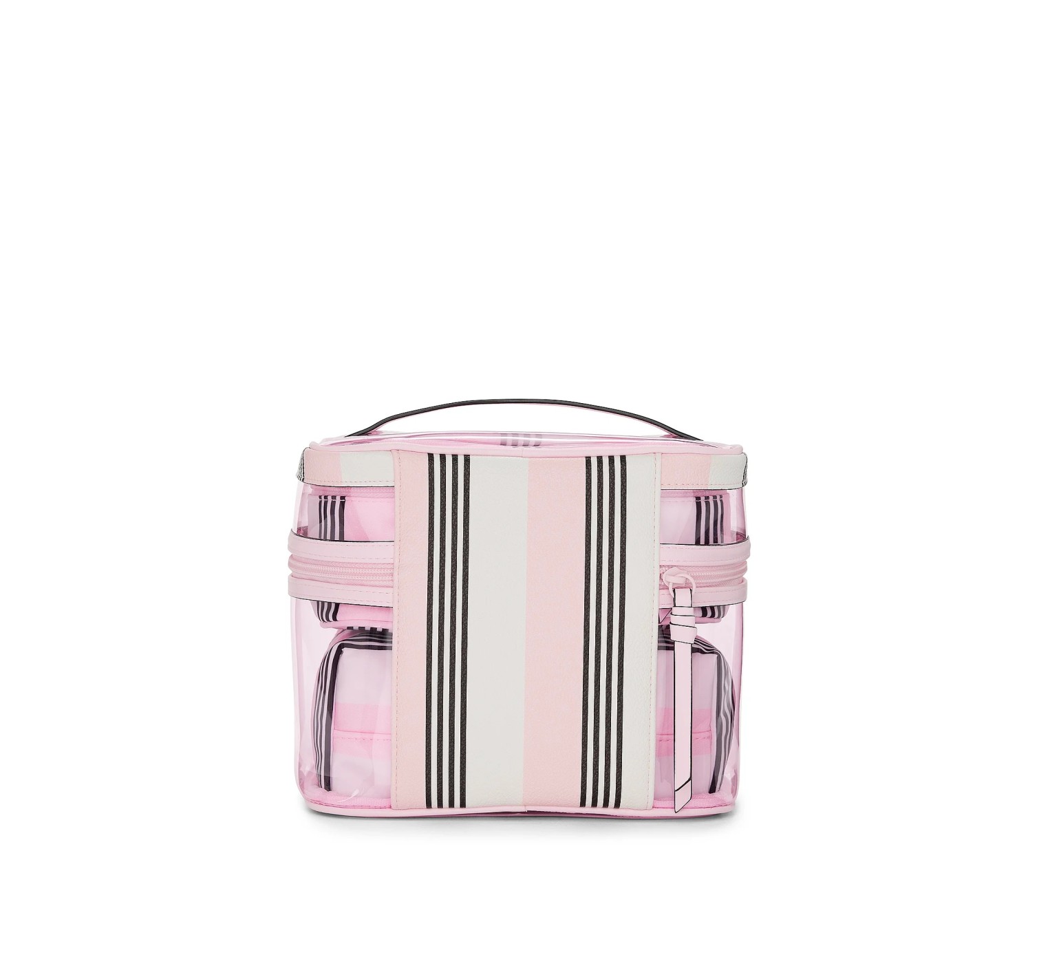 Косметичка 4-Piece Makeup Bag Set Pink And Black Stripe