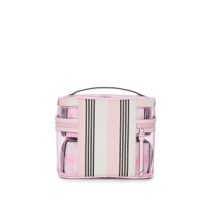 Косметичка 4-Piece Makeup Bag Set Pink And Black Stripe