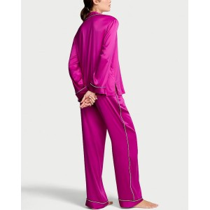 Піжама Glazed Satin Shine Long Pajama Set Fuchsia