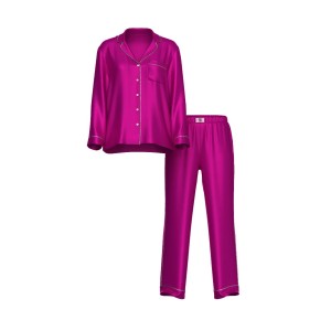Піжама Glazed Satin Shine Long Pajama Set Fuchsia