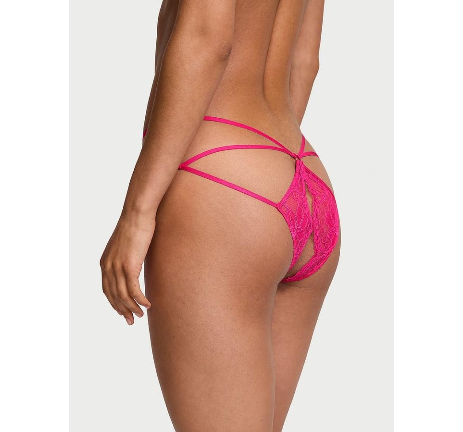Трусики Lace Strappy Crotchless Cheeky Pink