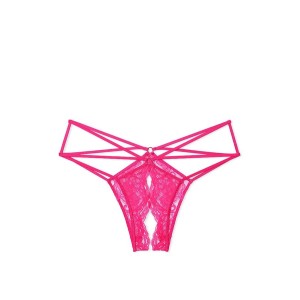 Трусики Lace Strappy Crotchless Cheeky Pink