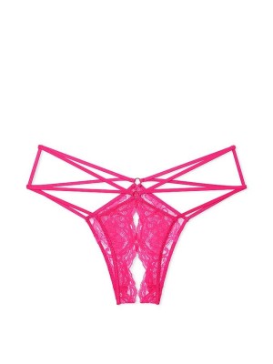 Трусики Lace Strappy Crotchless Cheeky Pink
