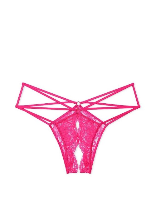 Трусики Lace Strappy Crotchless Cheeky Pink