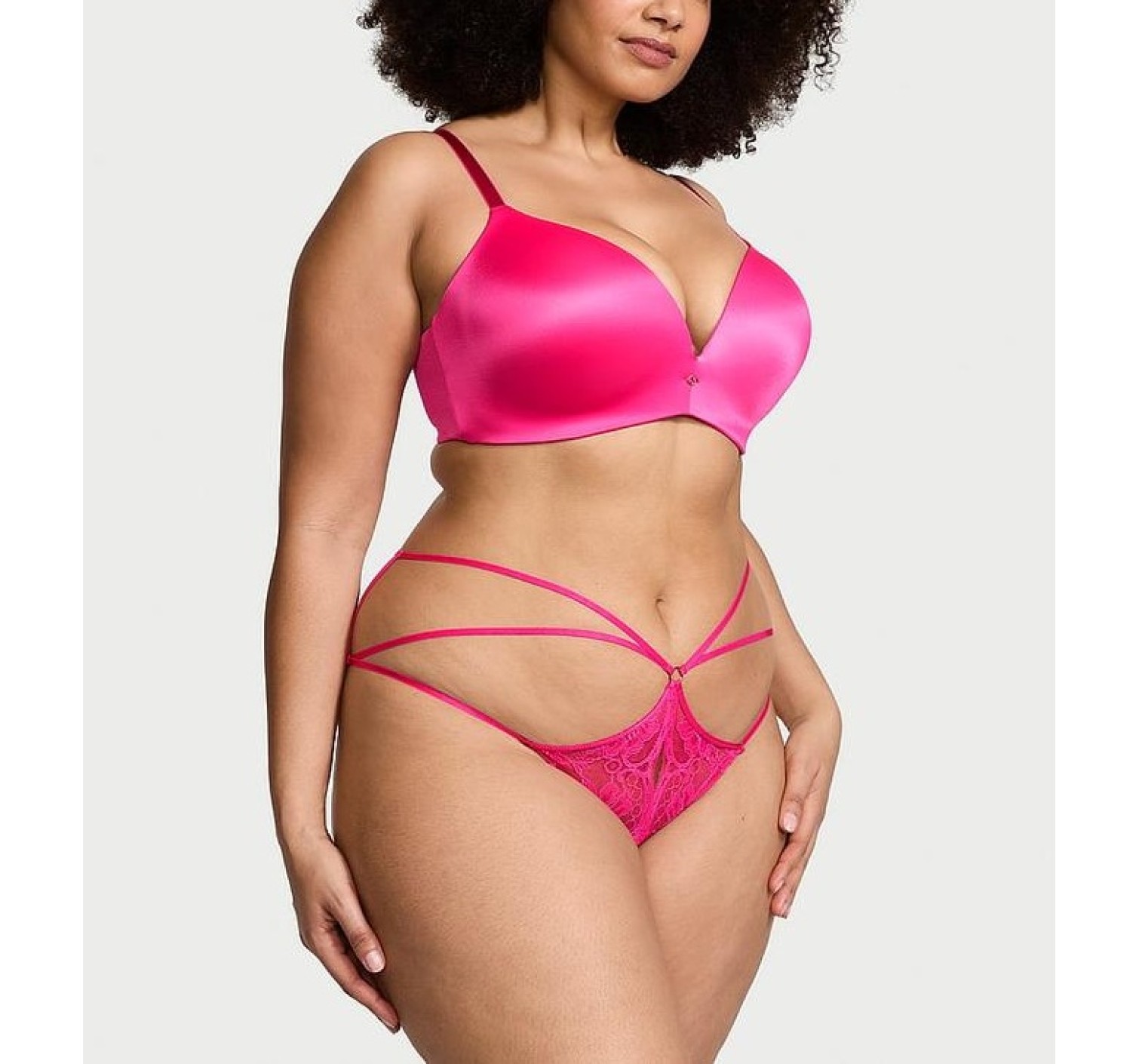 Трусики Lace Strappy Crotchless Cheeky Pink