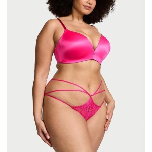 Трусики Lace Strappy Crotchless Cheeky Pink