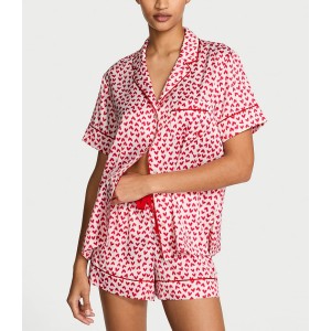 Піжама Satin Short PJ Set White Scattered Hearts