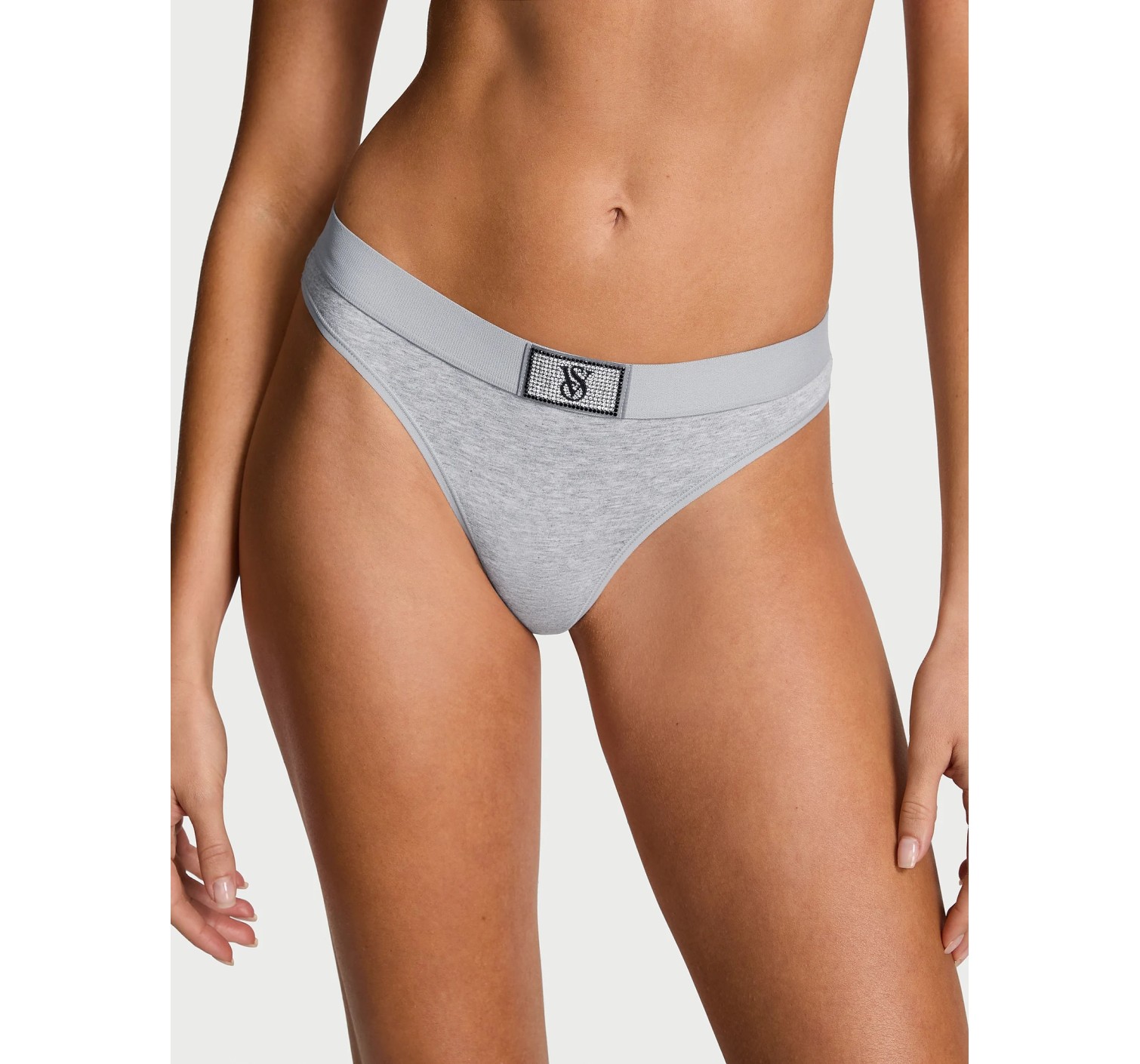 Трусики Logo Cotton Shine Patch Thong Grey