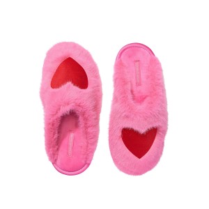 Тапочки для дома Luxe Plush Closed-Toe Slippers Pink Red Heart