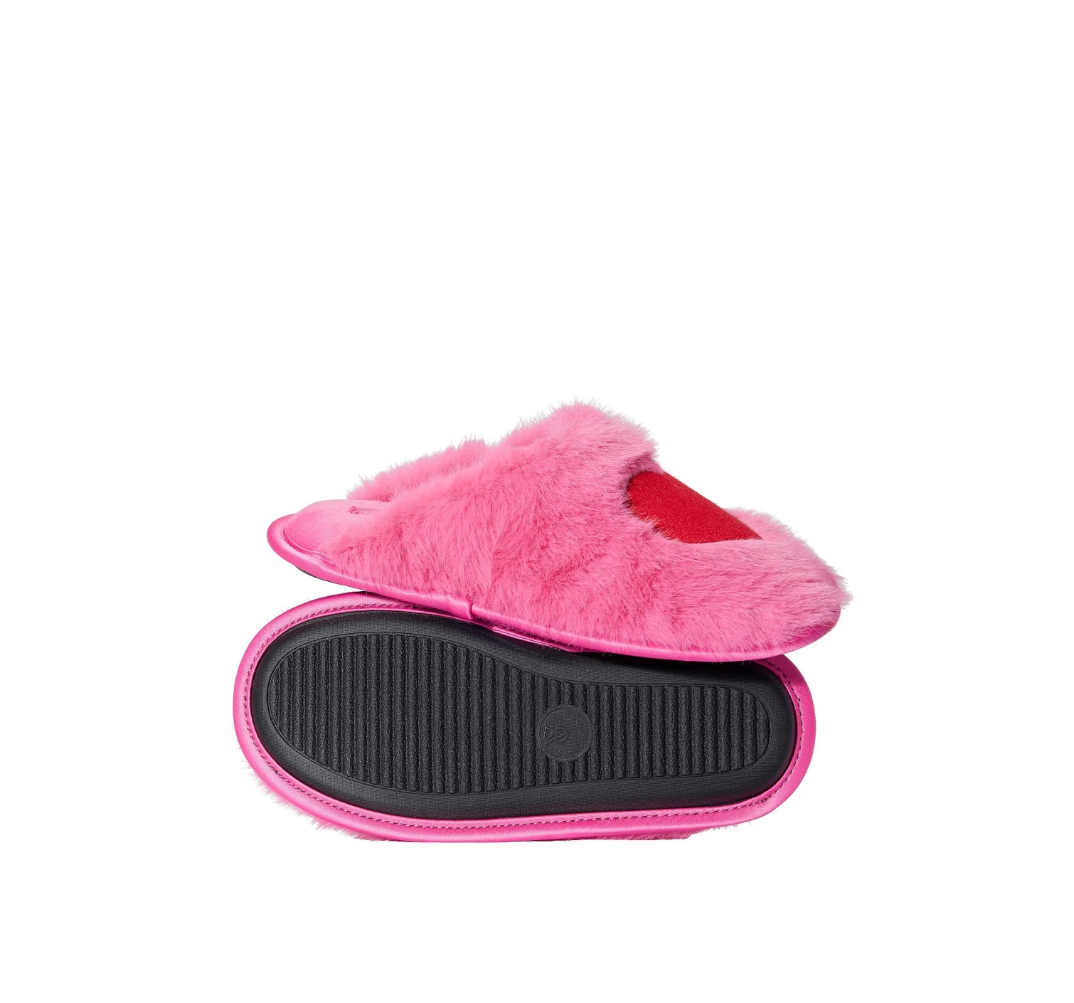 Тапочки для дома Luxe Plush Closed-Toe Slippers Pink Red Heart