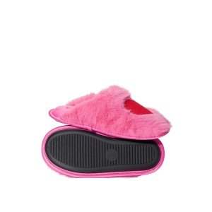 Тапочки для дома Luxe Plush Closed-Toe Slippers Pink Red Heart