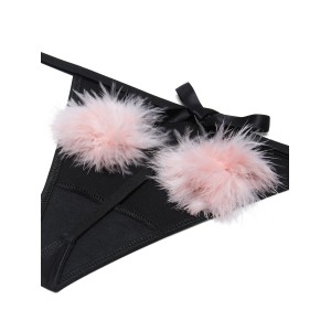 Трусики Dream Angels Satin Pom-Pom V-String Black