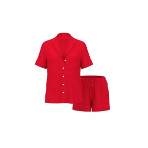 Піжама Glazed Satin Bow Short Pajama Set Lipstick Bow Jacquard