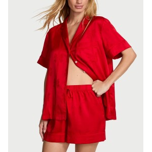 Піжама Glazed Satin Bow Short Pajama Set Lipstick Bow Jacquard