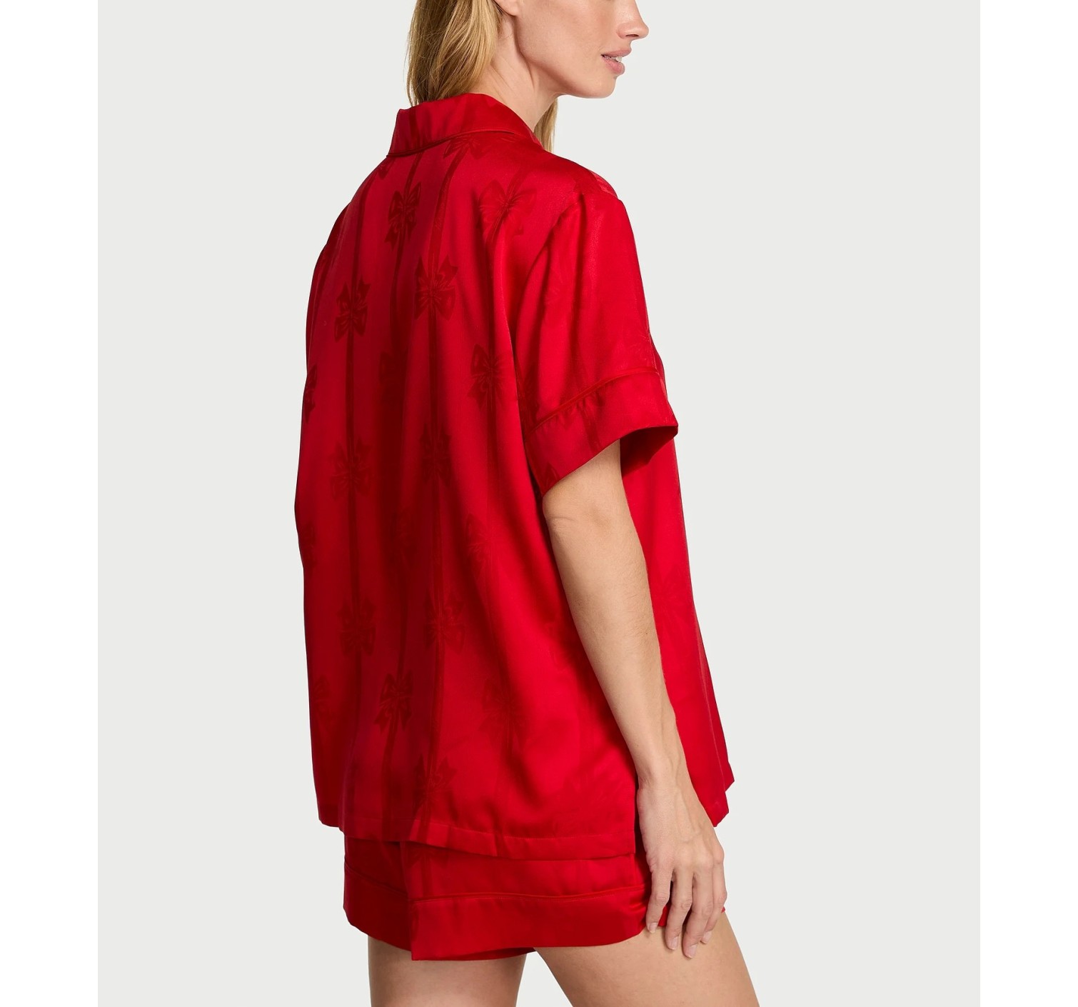 Піжама Glazed Satin Bow Short Pajama Set Lipstick Bow Jacquard