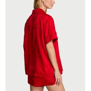 Піжама Glazed Satin Bow Short Pajama Set Lipstick Bow Jacquard