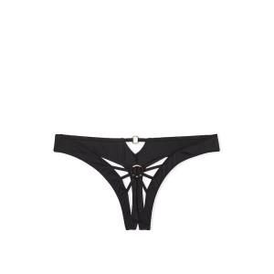 Трусики Black Strappy Crotchless Thong Knickers