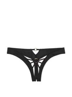 Трусики Black Strappy Crotchless Thong Knickers