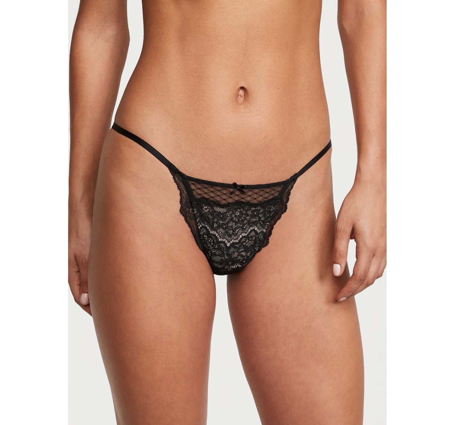 Трусики Lace String Bikini Panty Black & Purest Pink