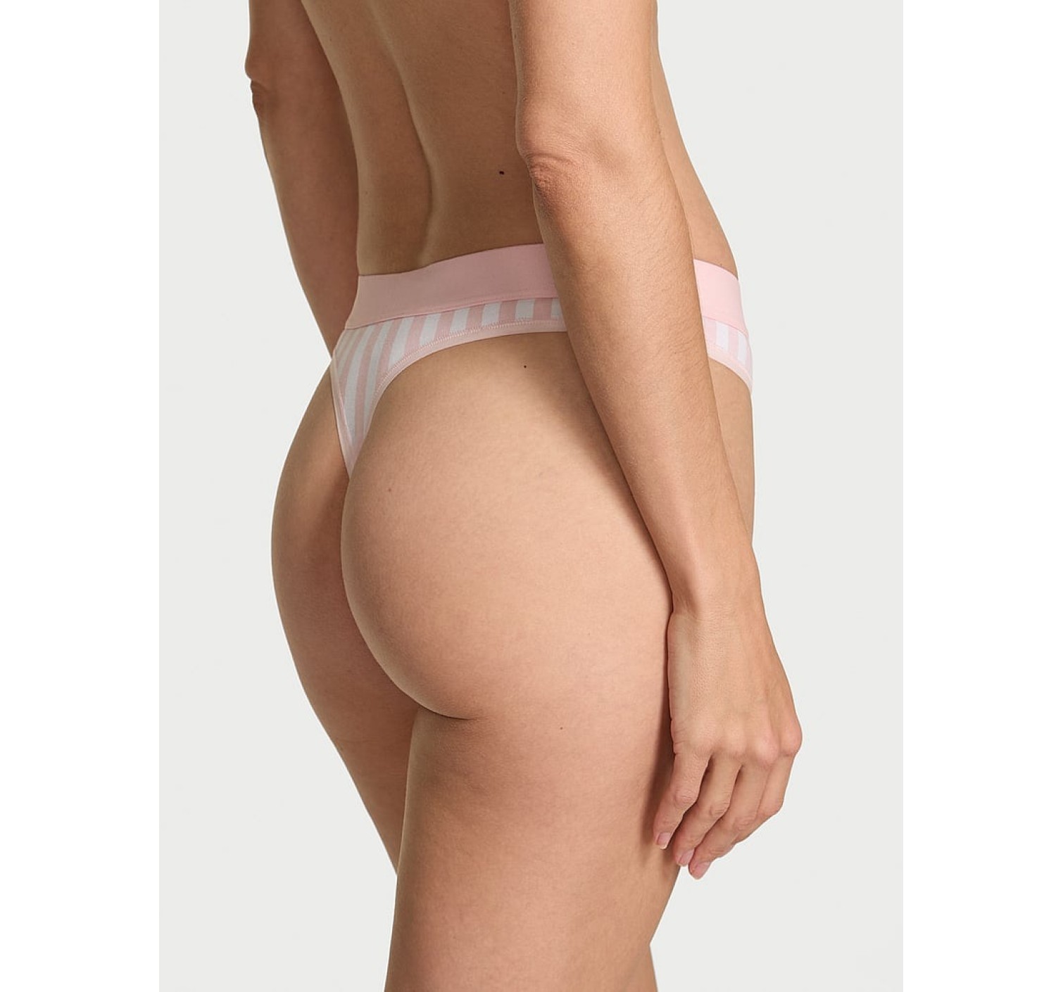 Трусики Logo Cotton Shine Patch Thong Pink Stripes