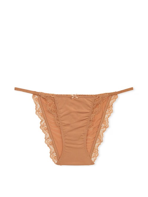 Трусики Dream Angels Lace Trim String Bikini Panty Toffee