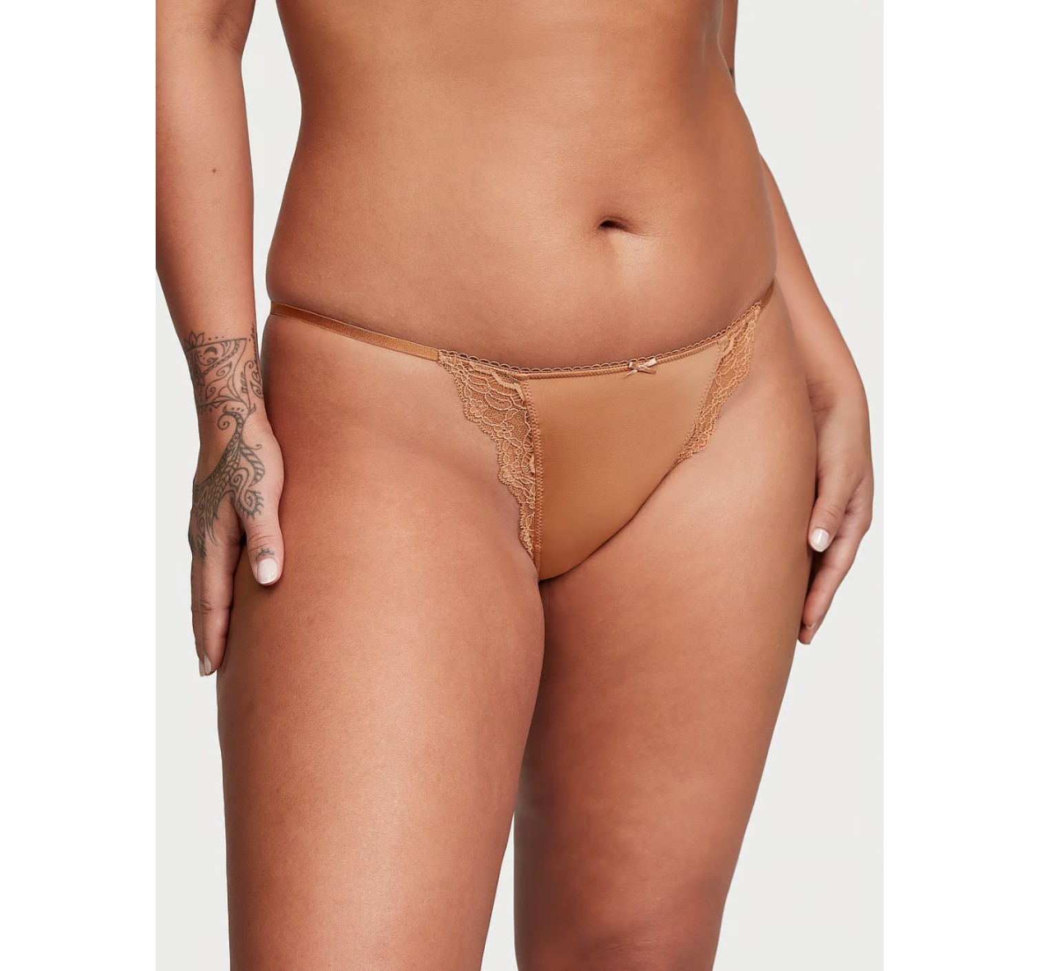 Трусики Dream Angels Lace Trim String Bikini Panty Toffee